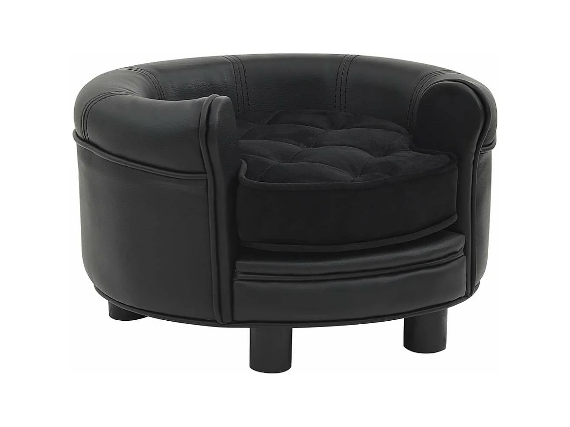 Canapé pour chien Noir 48x48x32 cm Peluche et similicuir