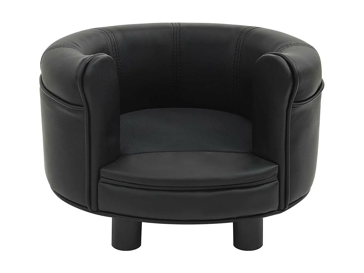 Sofá Perro Negro 48x48x32 cm Peluche y Piel Sintética