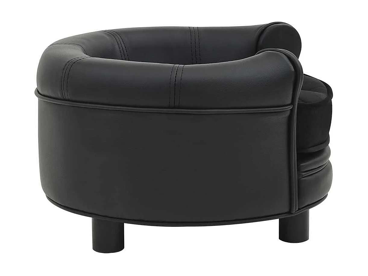 Sofá Perro Negro 48x48x32 cm Peluche y Piel Sintética