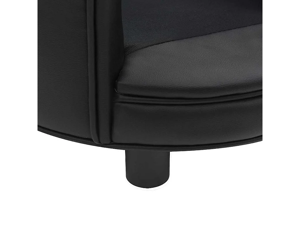 Sofá Perro Negro 48x48x32 cm Peluche y Piel Sintética