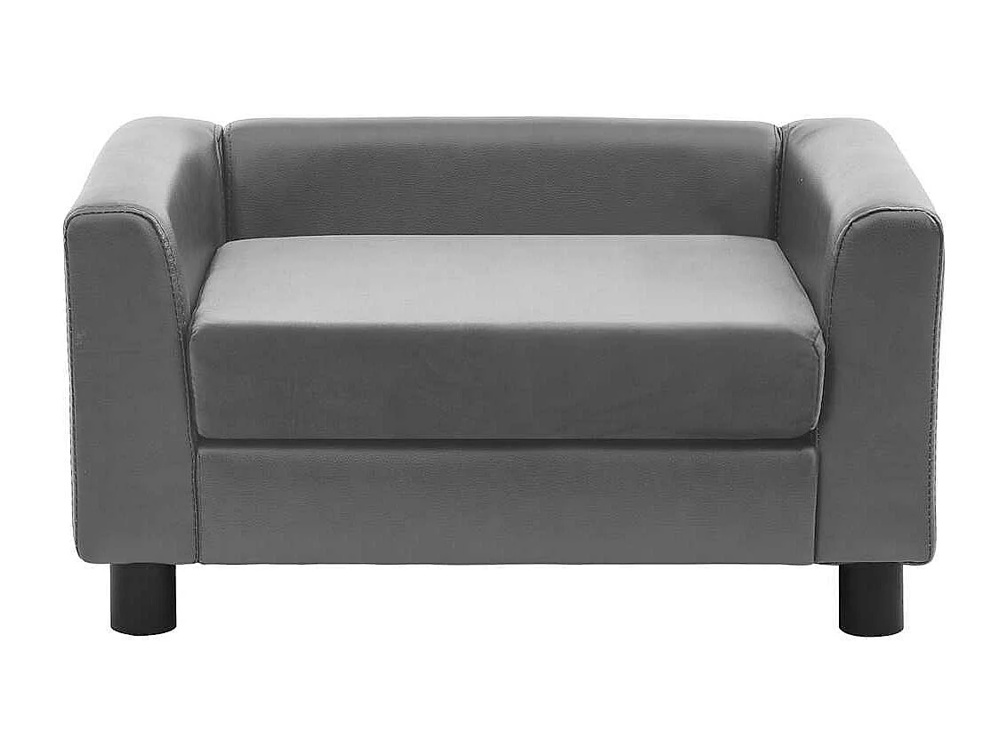 Divano grigio per cani 60x43x30 cm in peluche e similpelle