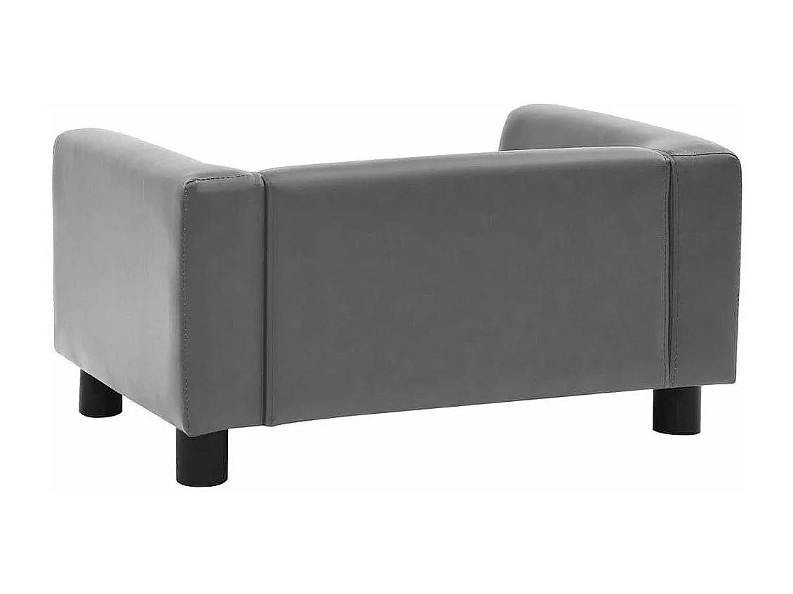 Divano grigio per cani 60x43x30 cm in peluche e similpelle