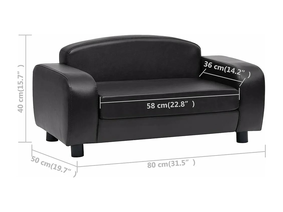 Divano per cani nero 80x50x40 cm in similpelle