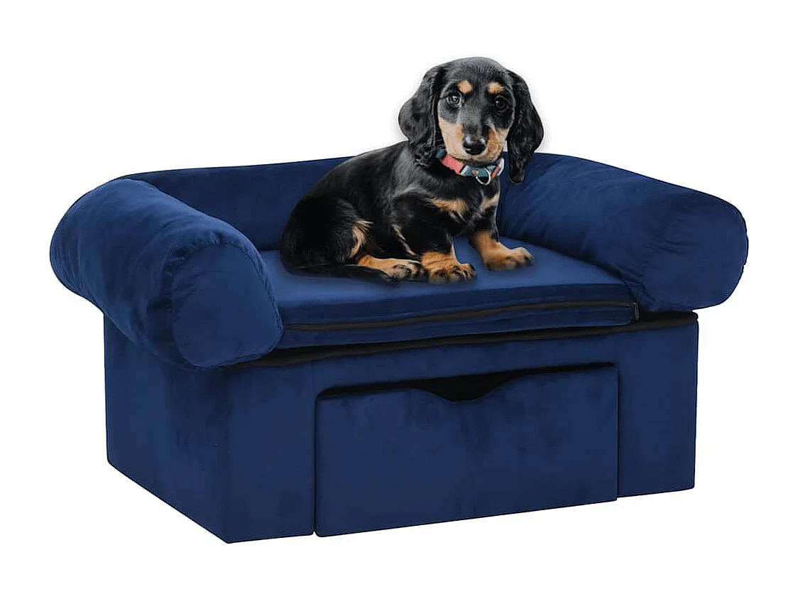 Canapé pour chien avec tiroir Bleu 75x50x38 cm Peluche