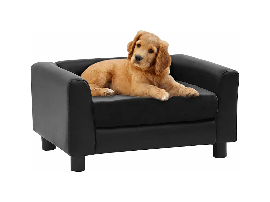 Canapé pour chien Noir 60x43x30 cm Peluche et similicuir