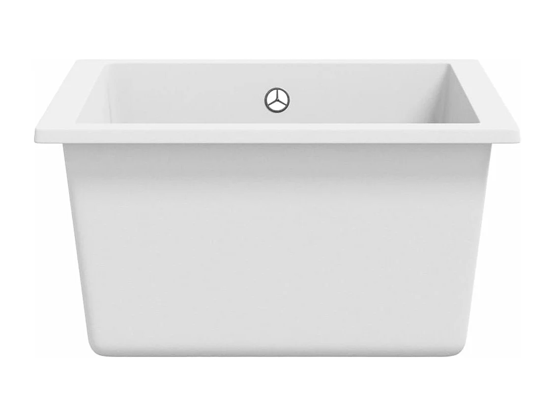 évier de cuisine avec trou de trop-plein Blanc Granit