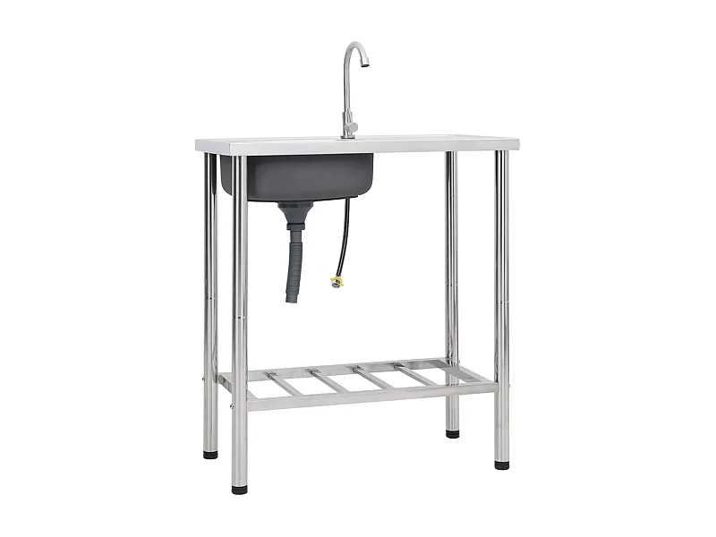 évier de camping Seul lavabo avec robinet Acier inoxydable
