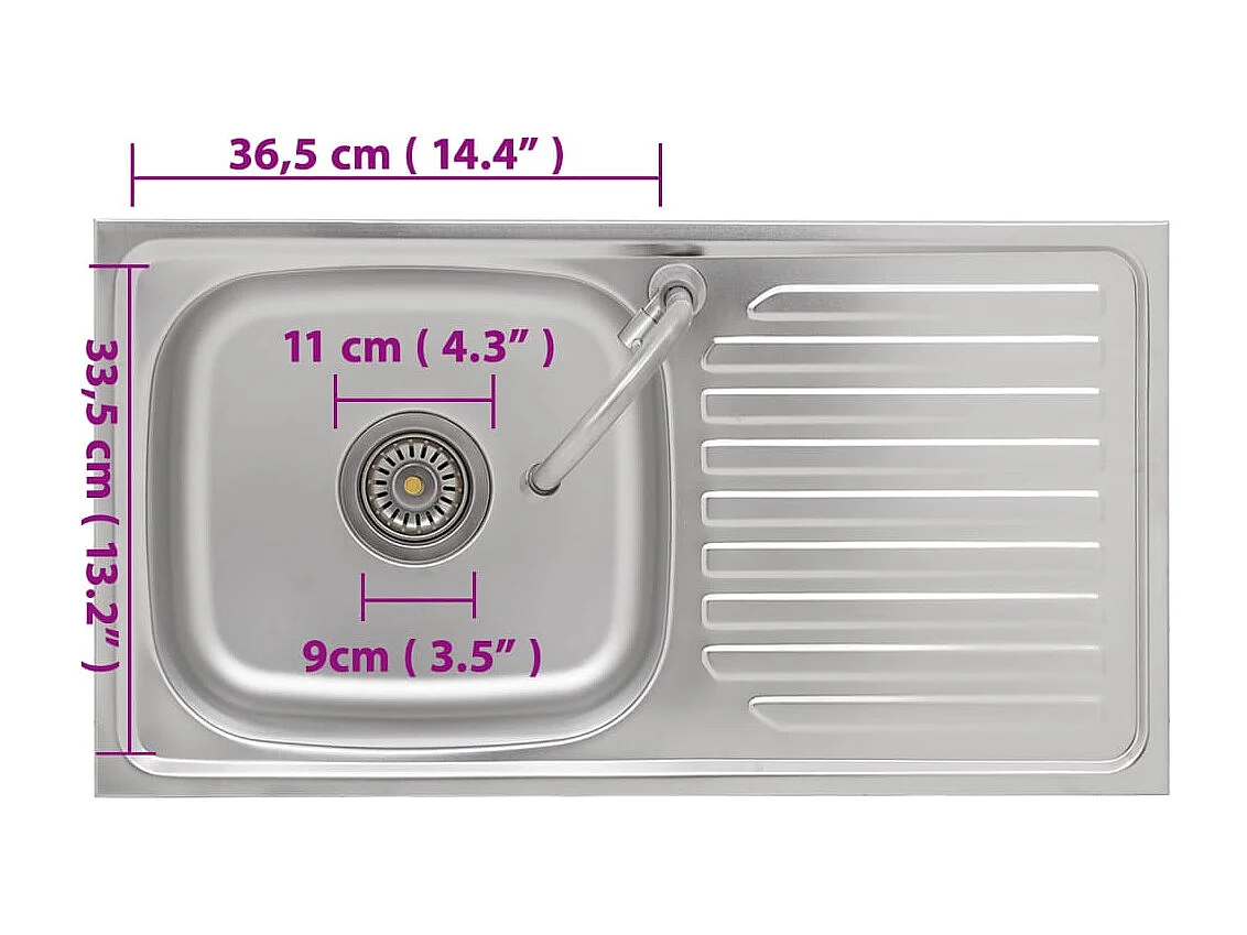évier de camping Seul lavabo avec robinet Acier inoxydable