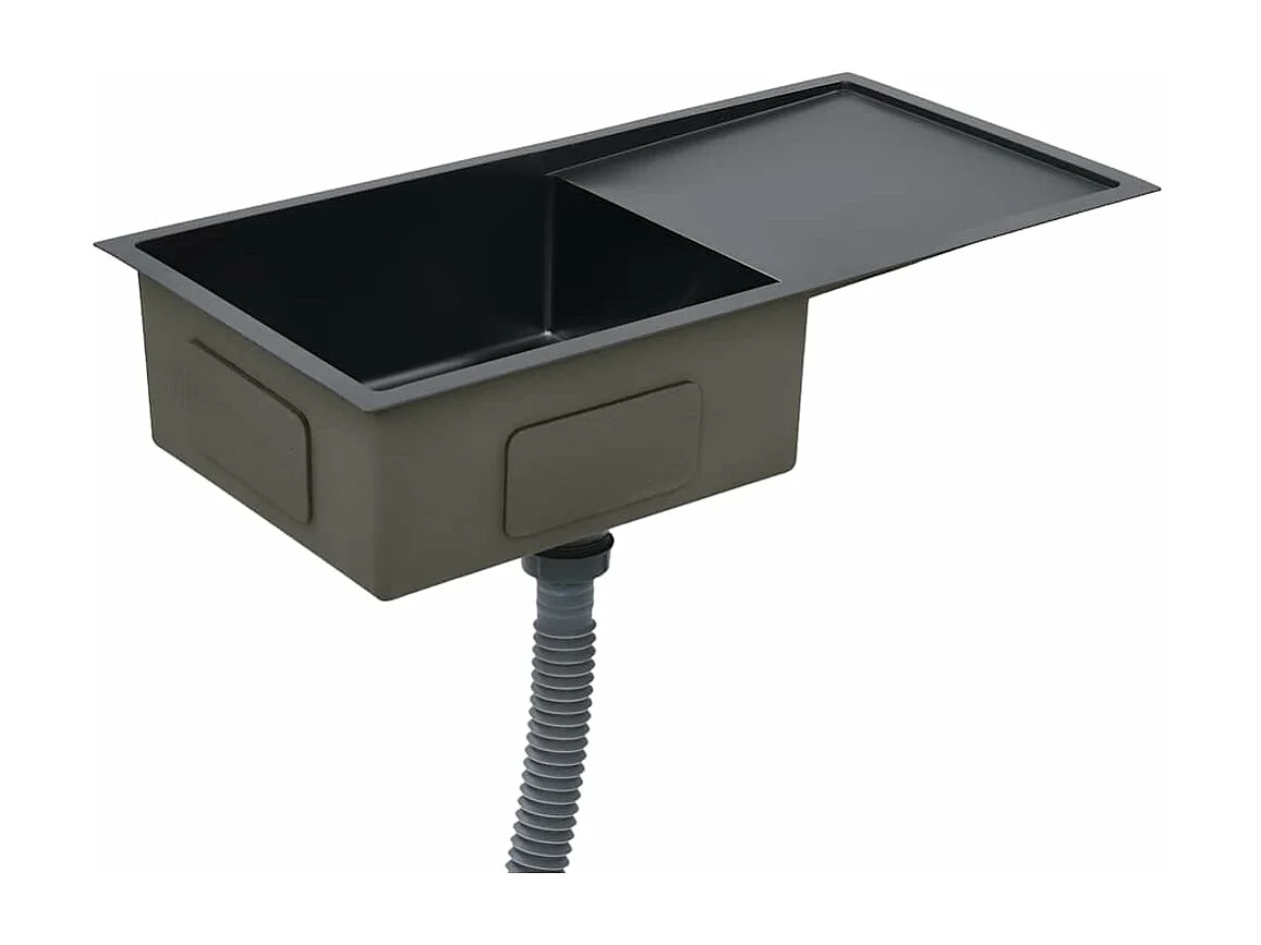 évier de cuisine fait à la main Noir Acier inoxydable