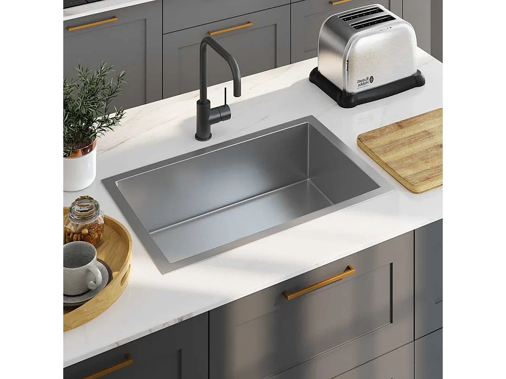 Lavello da cucina fatto a mano in acciaio inox