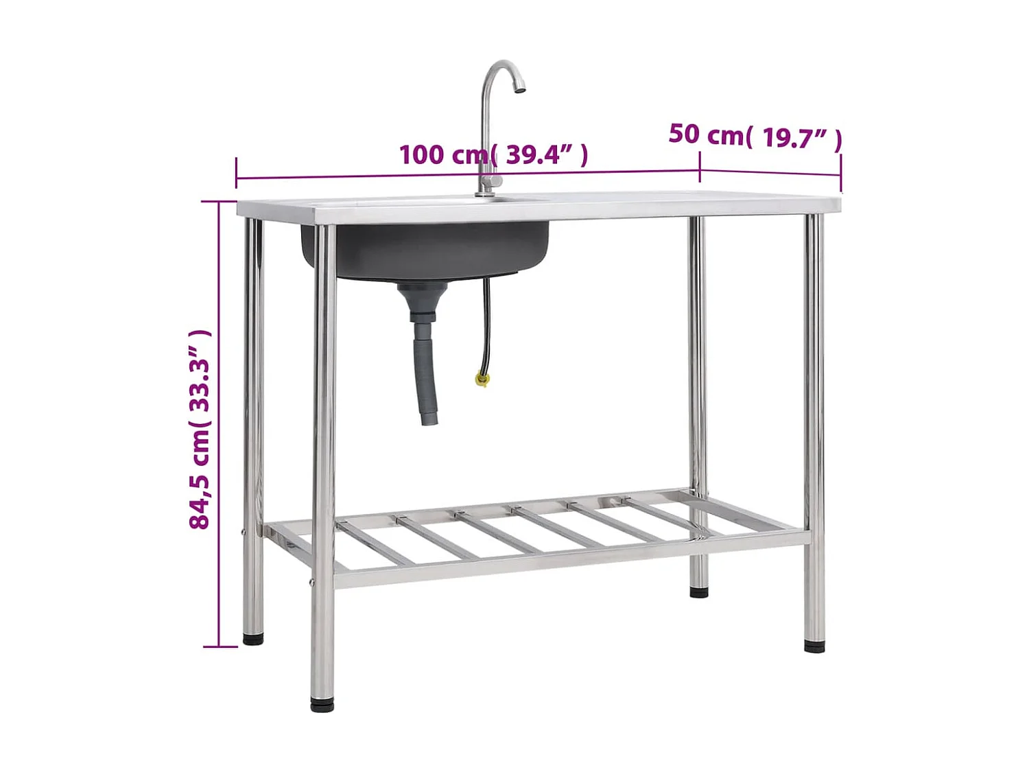 évier de camping Seul lavabo avec robinet Acier inoxydable