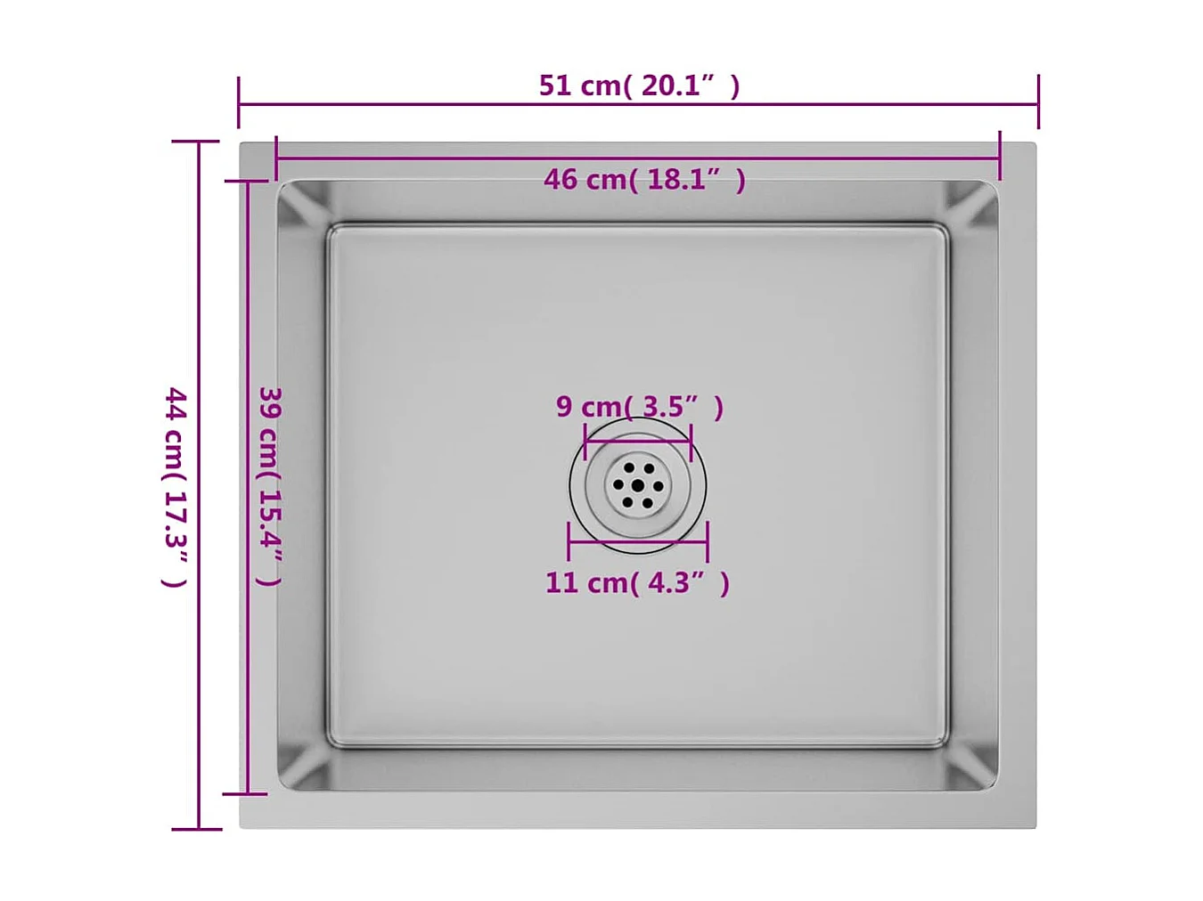 évier de cuisine fait main Acier inoxydable