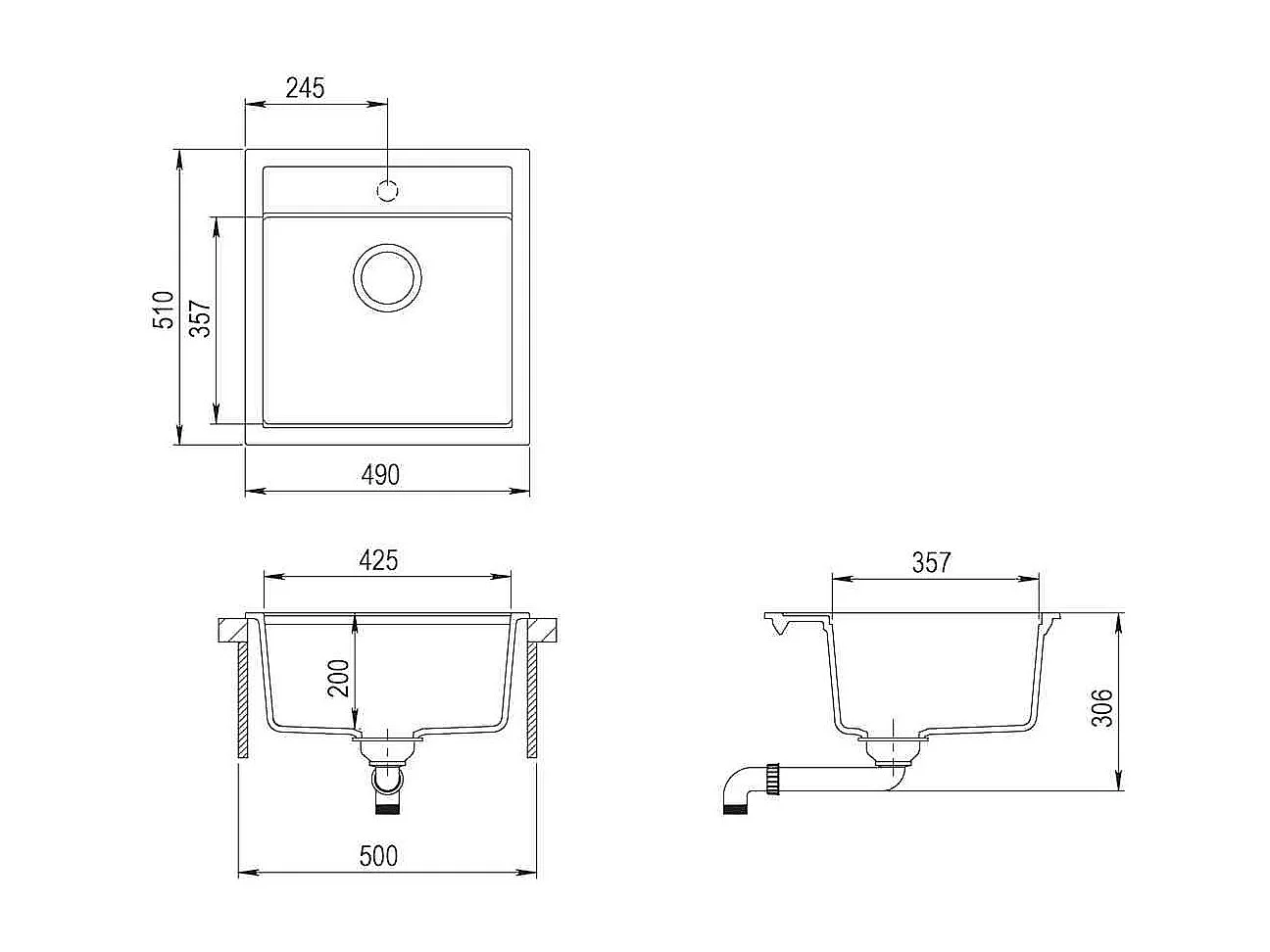 évier de cuisine Granit Seul lavabo Beige