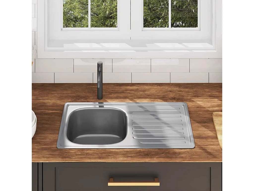 évier de cuisine avec crépine et piège Acier inoxydable