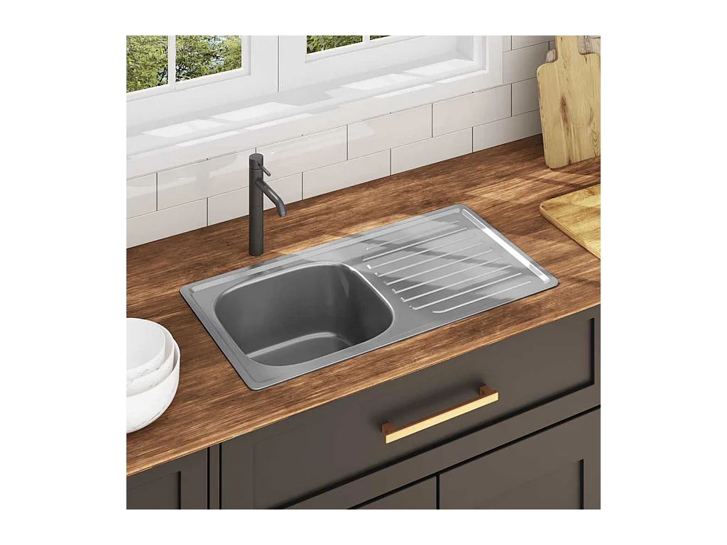 évier de cuisine avec crépine et piège Acier inoxydable