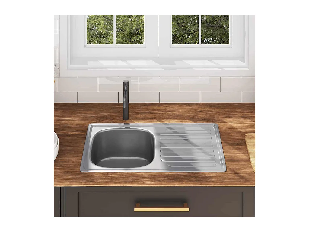 évier de cuisine avec crépine et piège Acier inoxydable