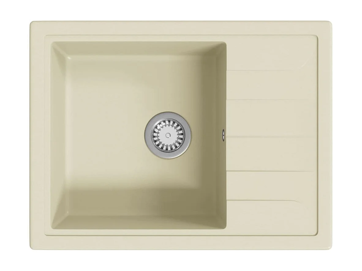 évier de cuisine avec trou de trop-plein ovale Beige Granit