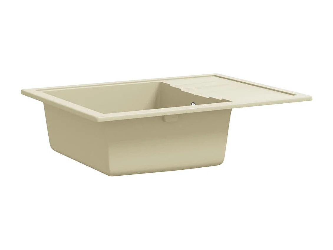 évier de cuisine avec trou de trop-plein ovale Beige Granit