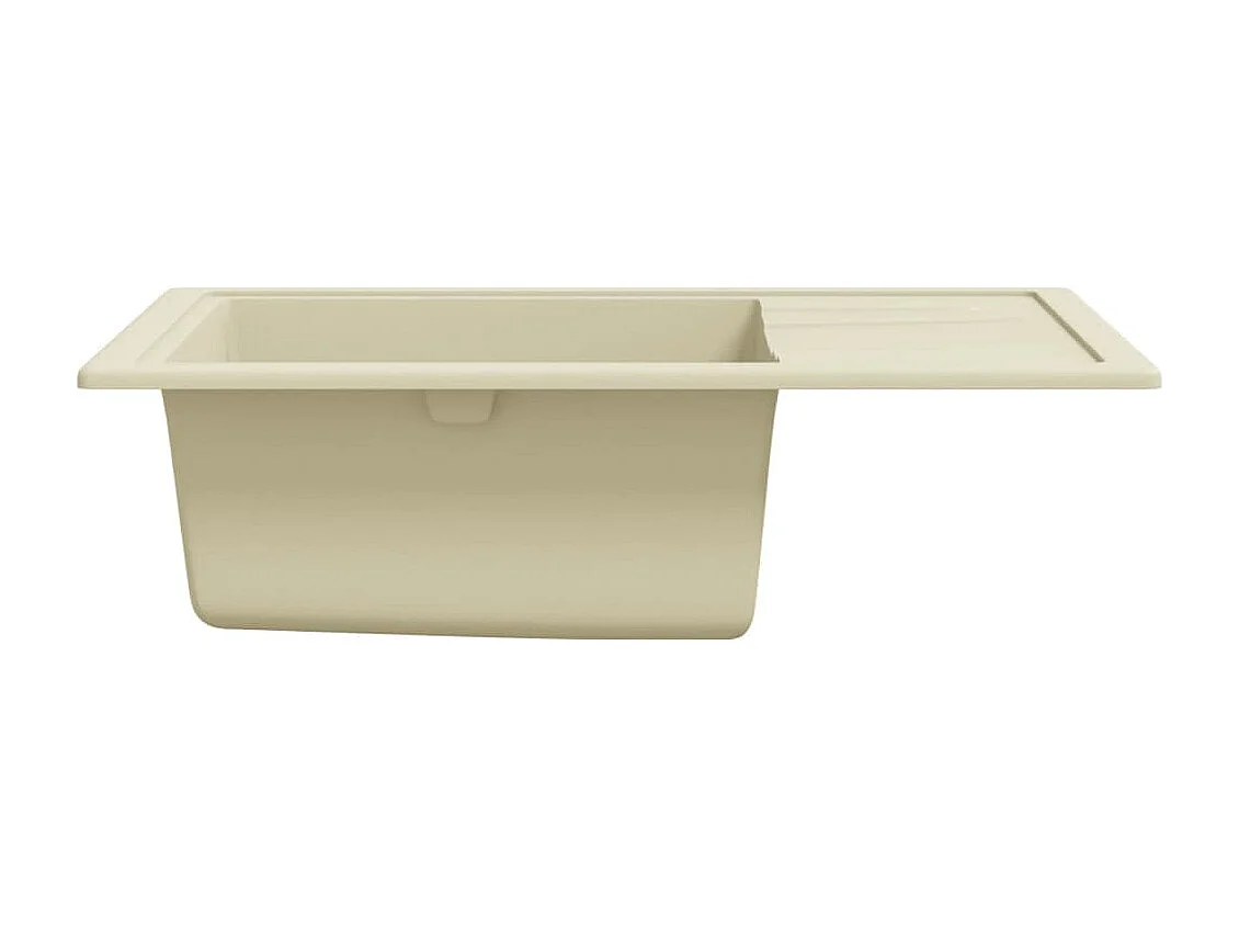 évier de cuisine avec trou de trop-plein ovale Beige Granit