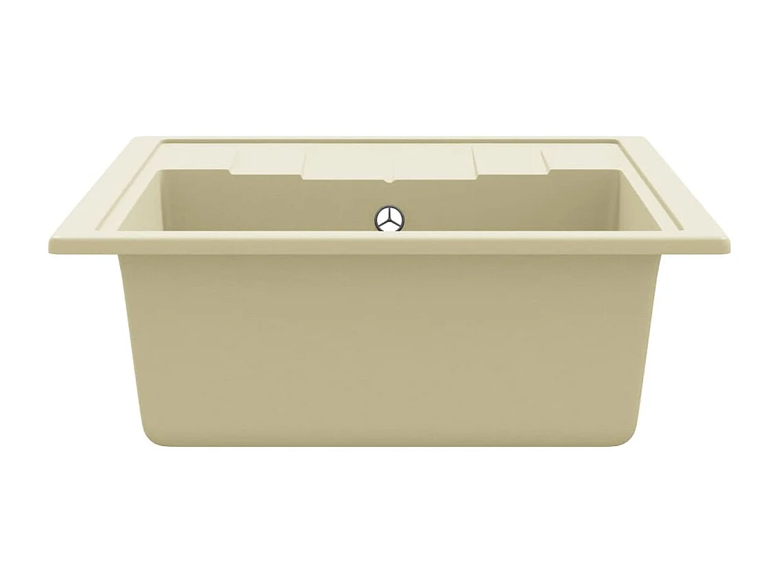 évier de cuisine avec trou de trop-plein ovale Beige Granit