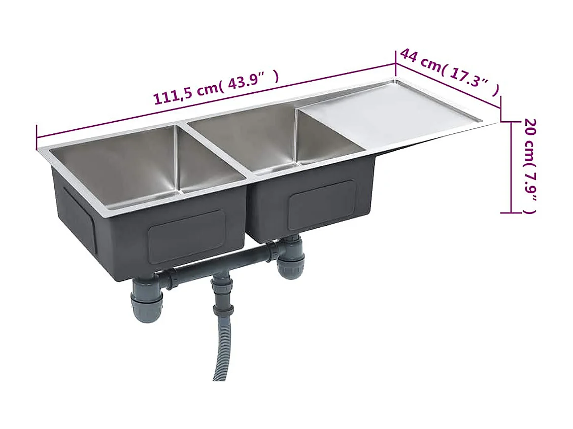 lavello da cucina fatto a mano in acciaio inox
