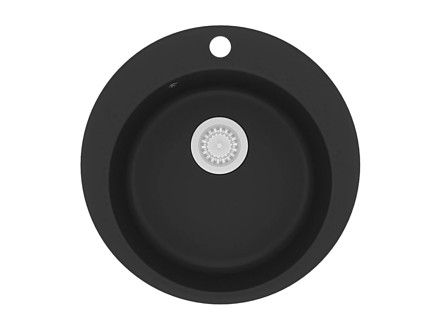 évier de cuisine en granit Bac unique Rond Noir