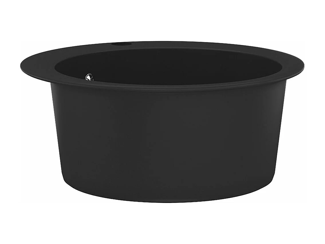 évier de cuisine en granit Bac unique Rond Noir