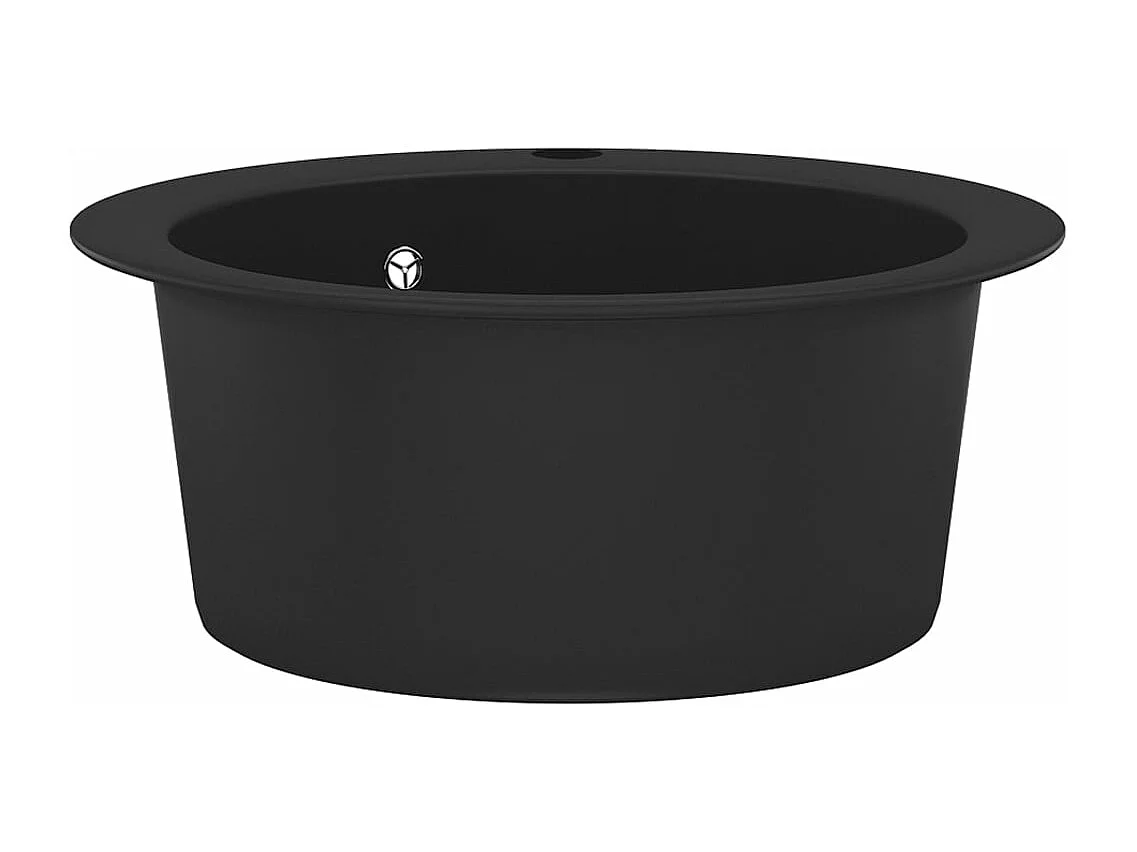 évier de cuisine en granit Bac unique Rond Noir