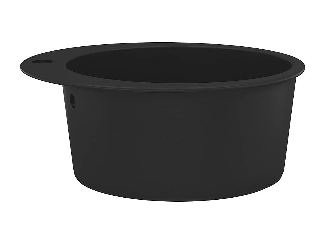 évier de cuisine en granit Bac unique Rond Noir