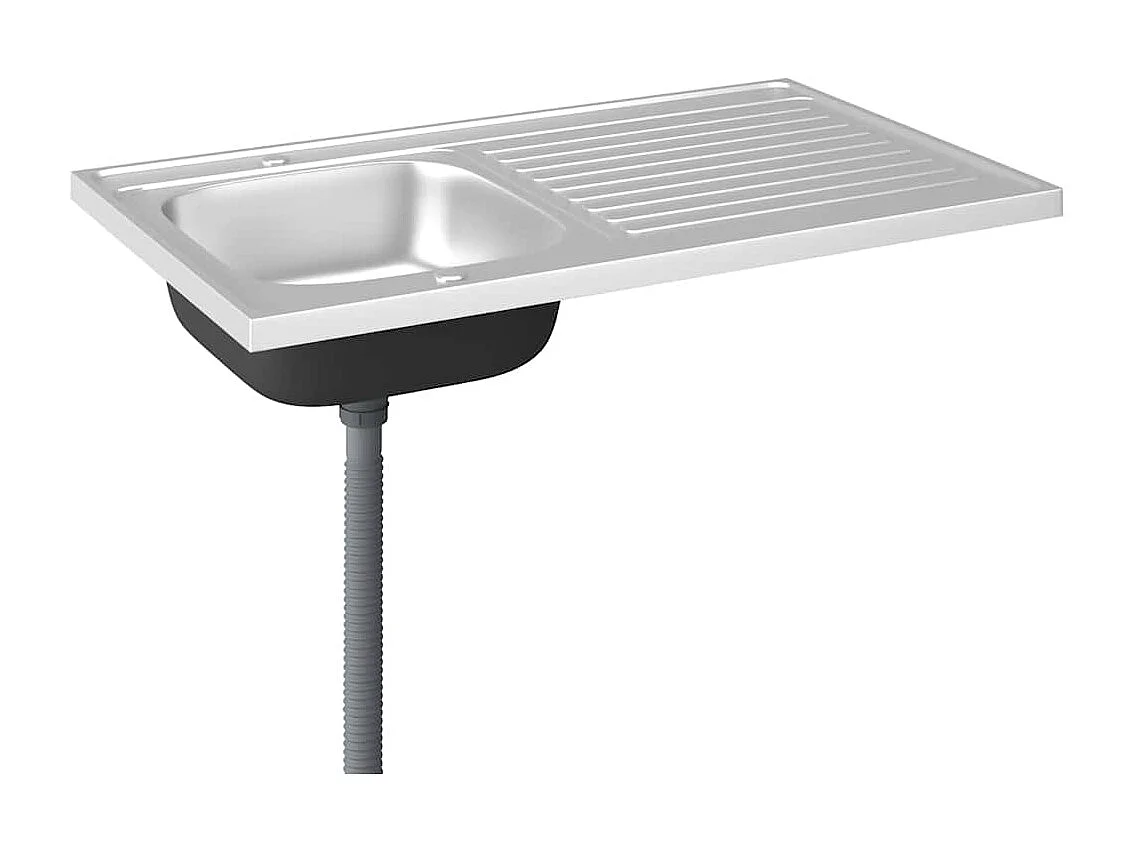 Jeu d'évier de cuisine et égouttoir argenté 1000x600x155mm inox