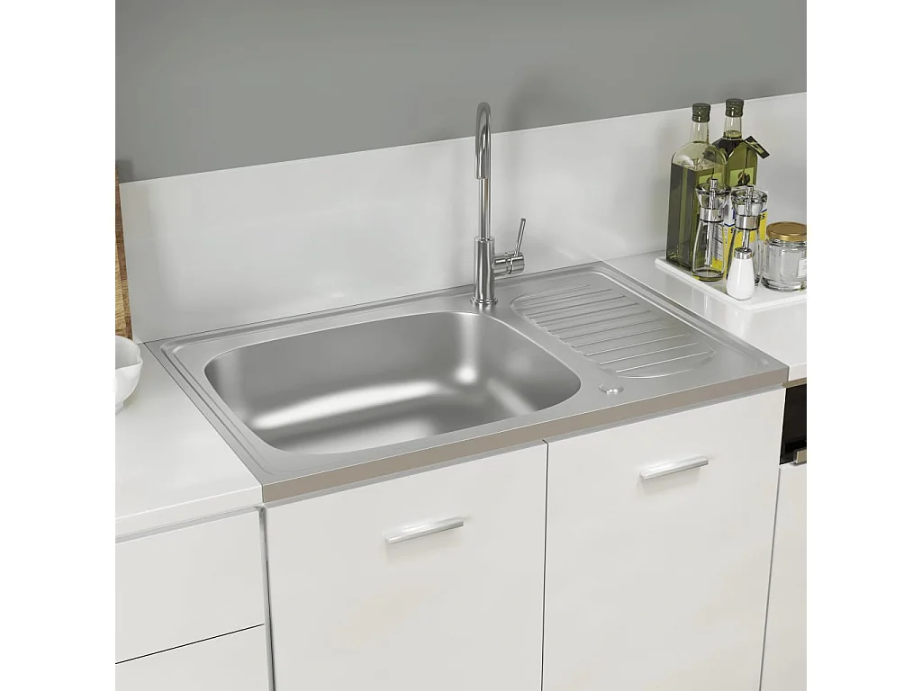 Set lavello e scolapiatti cucina argento 800x500x155 mm acciaio inox