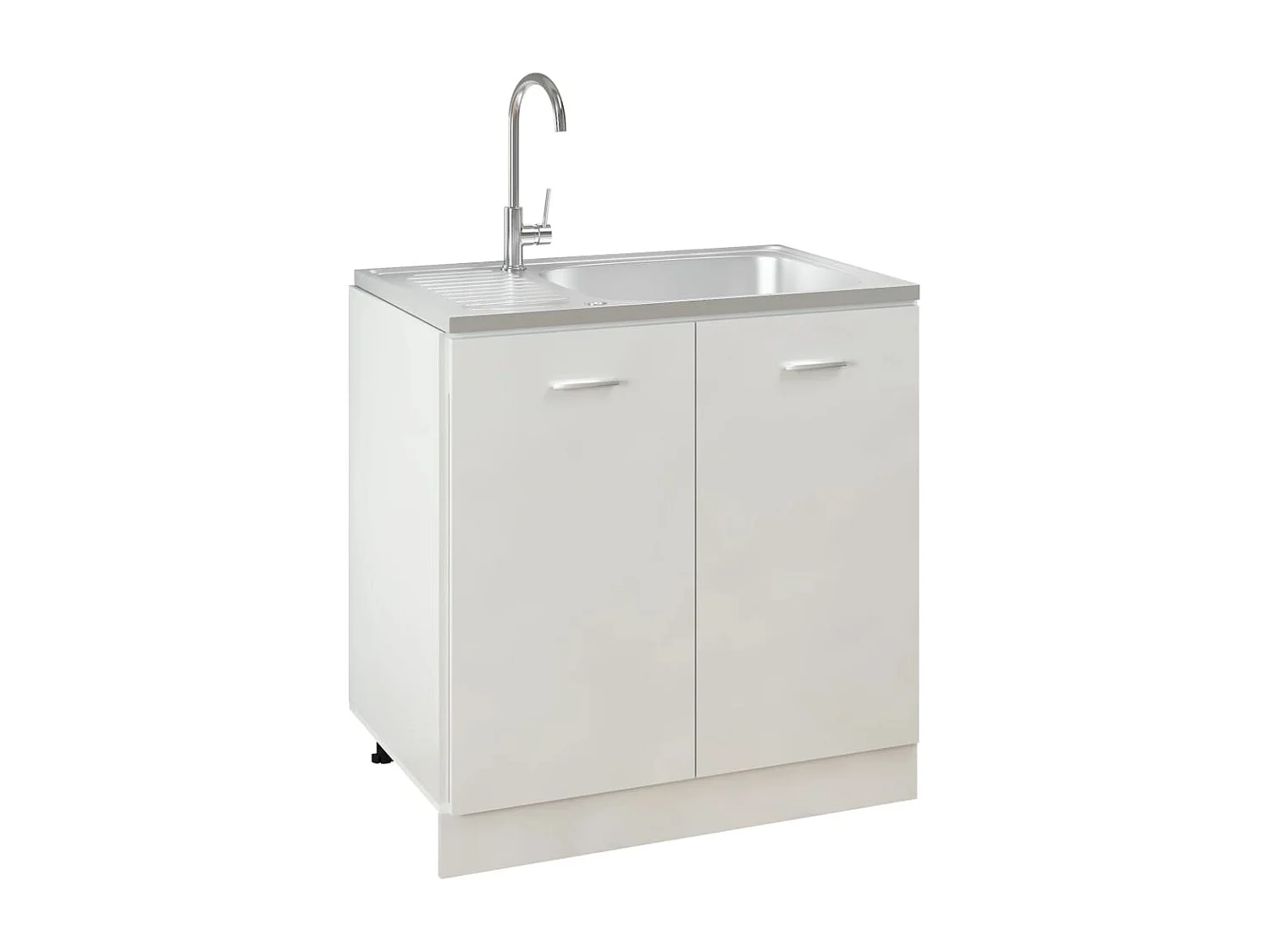 Küchenspüle und Abtropffläche Set silber 800x500x155 mm Edelstahl