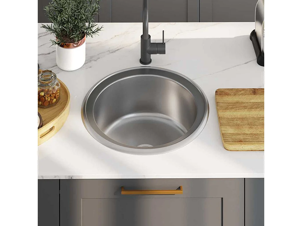 Küchenspüle mit Sieb und Siphon Edelstahl