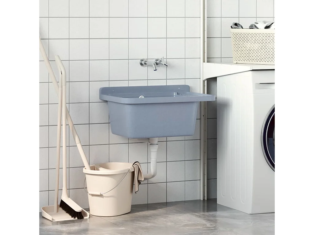 Lavabo pour montage murale gris 60x40x28 cm résine