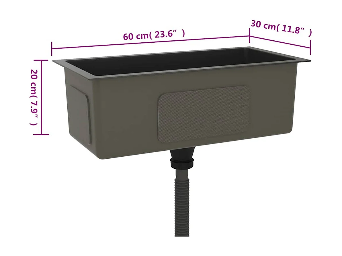 Handgefertigte Küchenspüle aus schwarzem Edelstahl