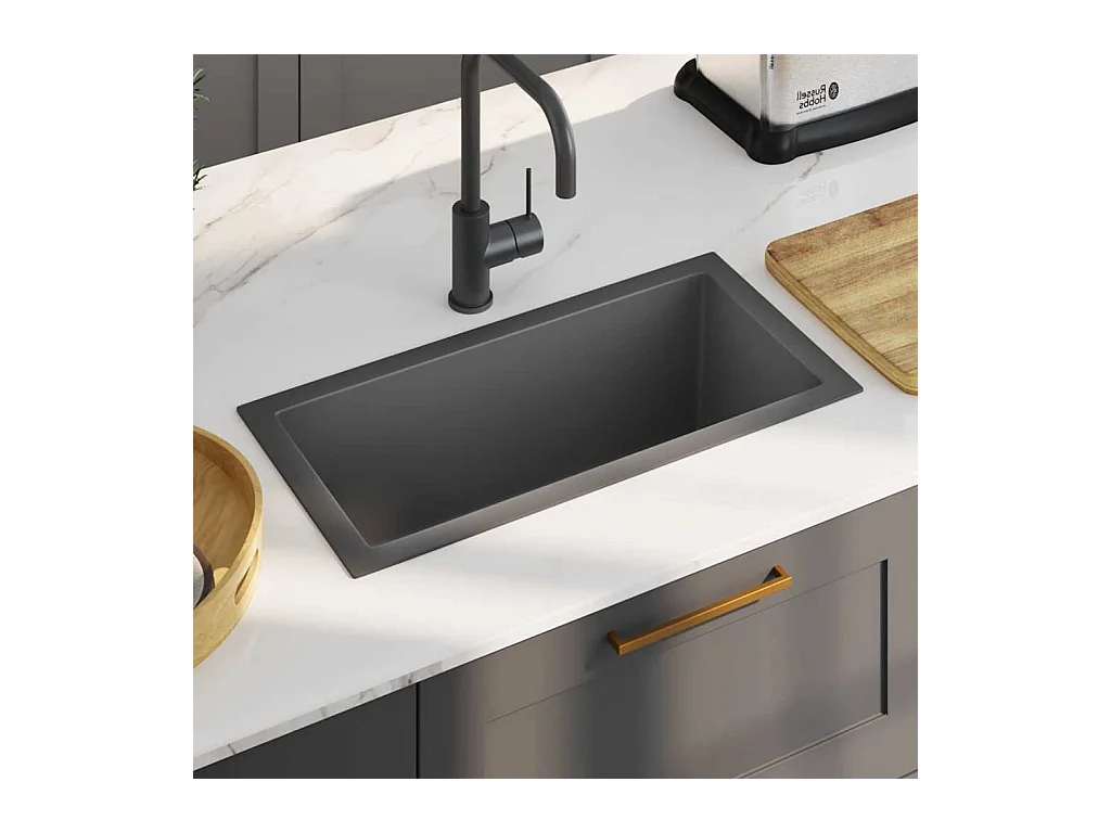 Lavello da cucina fatto a mano in acciaio inossidabile nero