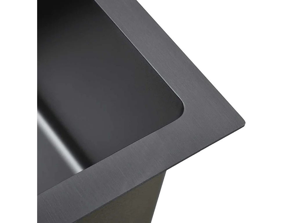 Fregadero de cocina hecho a mano de acero inoxidable negro