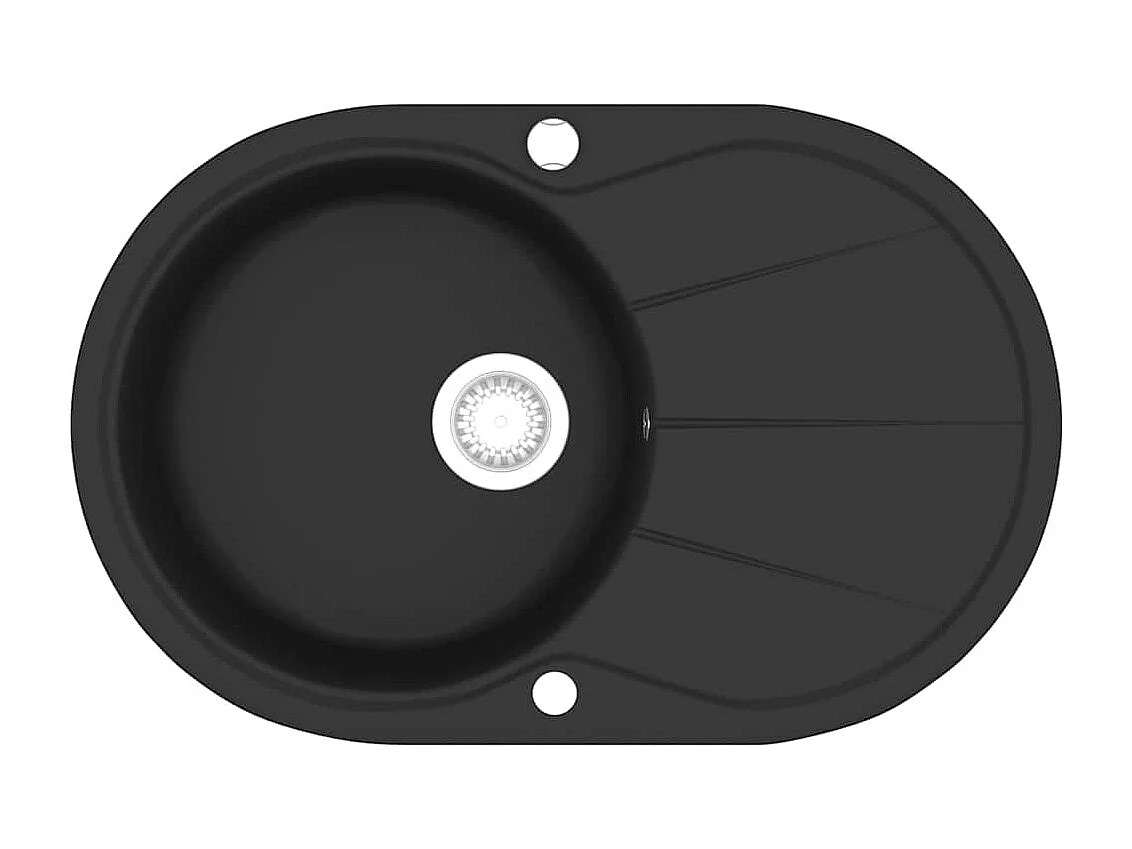 Granitspüle Einzelbecken oval schwarz