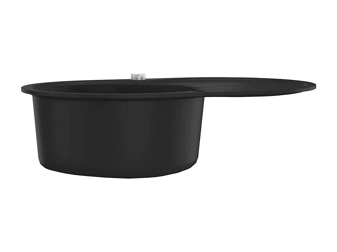 évier de cuisine en granit Bac unique Ovale Noir