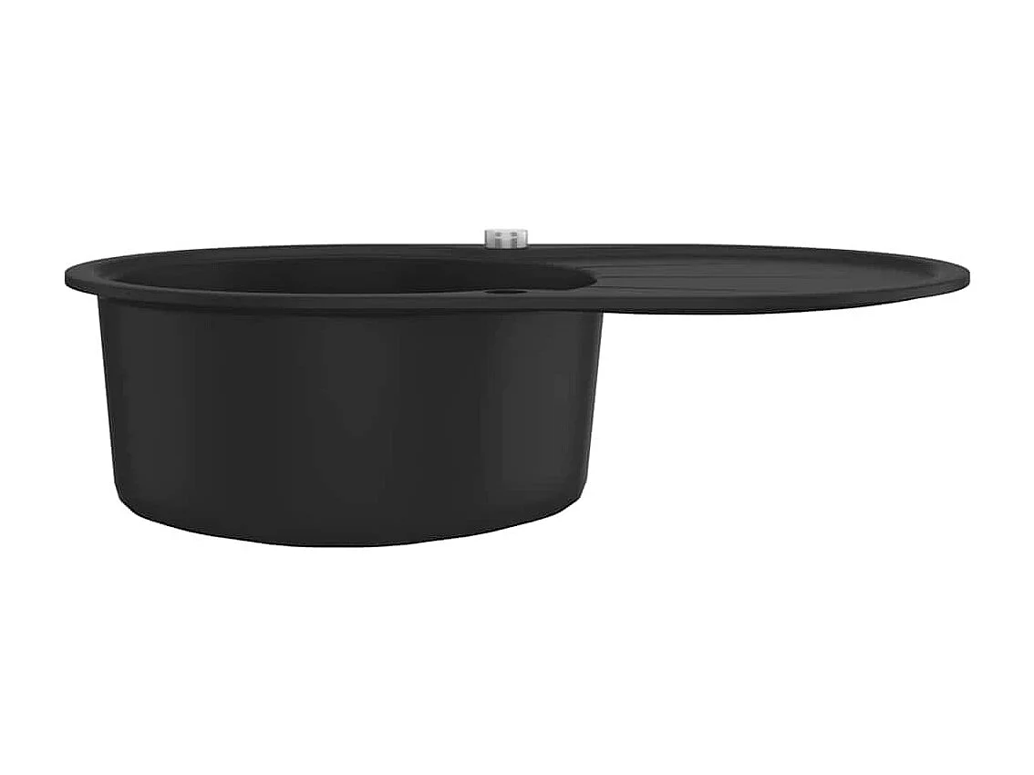 évier de cuisine en granit Bac unique Ovale Noir