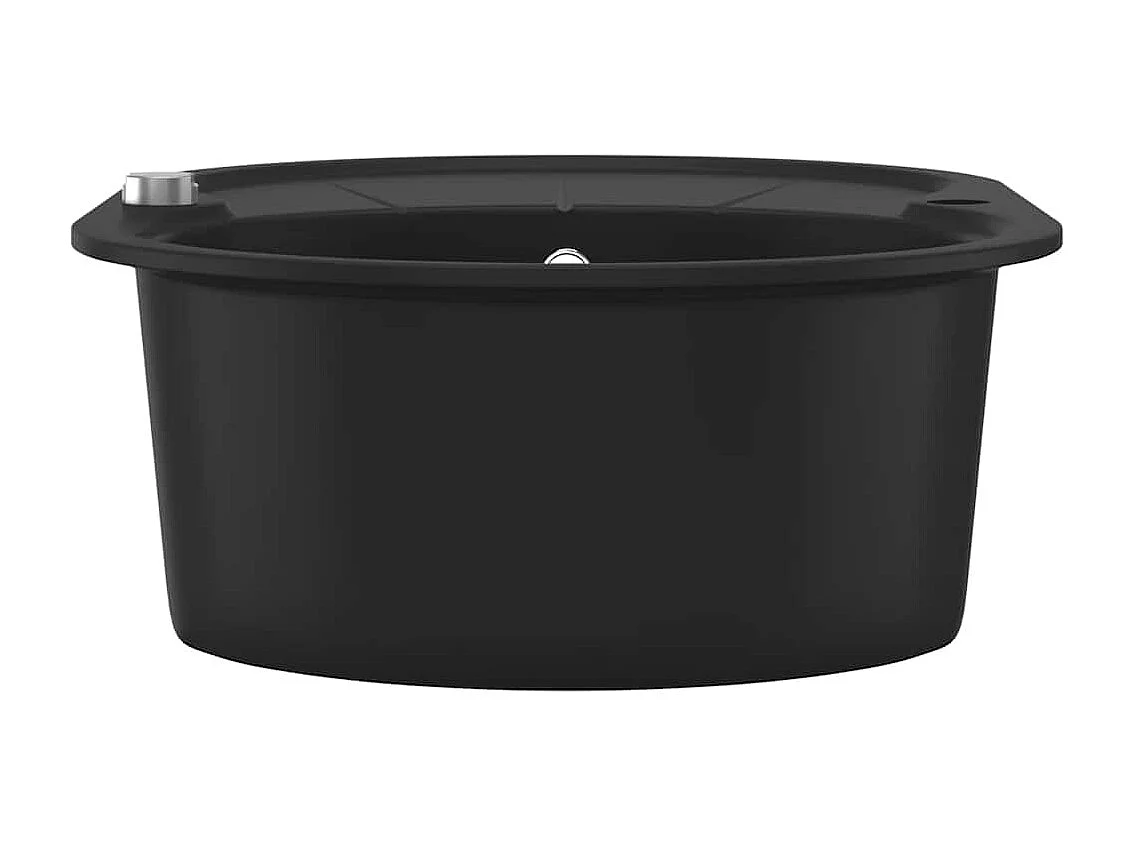 évier de cuisine en granit Bac unique Ovale Noir