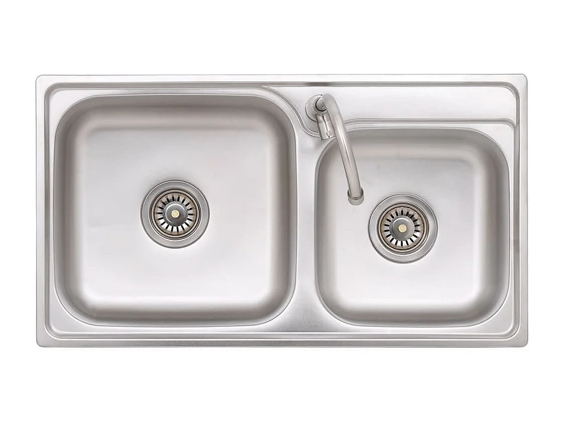 évier de camping Double lavabo avec robinet Acier inoxydable