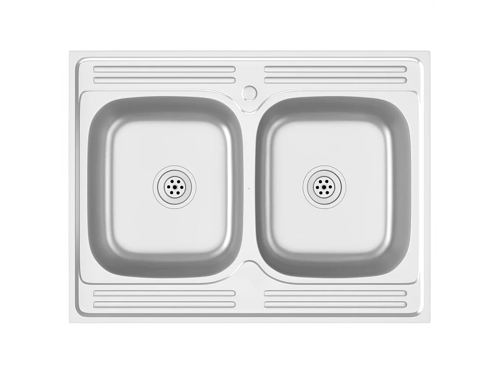 évier de cuisine à double lavabo argenté 800x600x155 mm inox