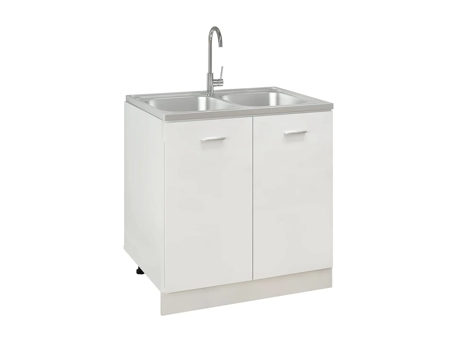 évier de cuisine à double lavabo argenté 800x600x155 mm inox