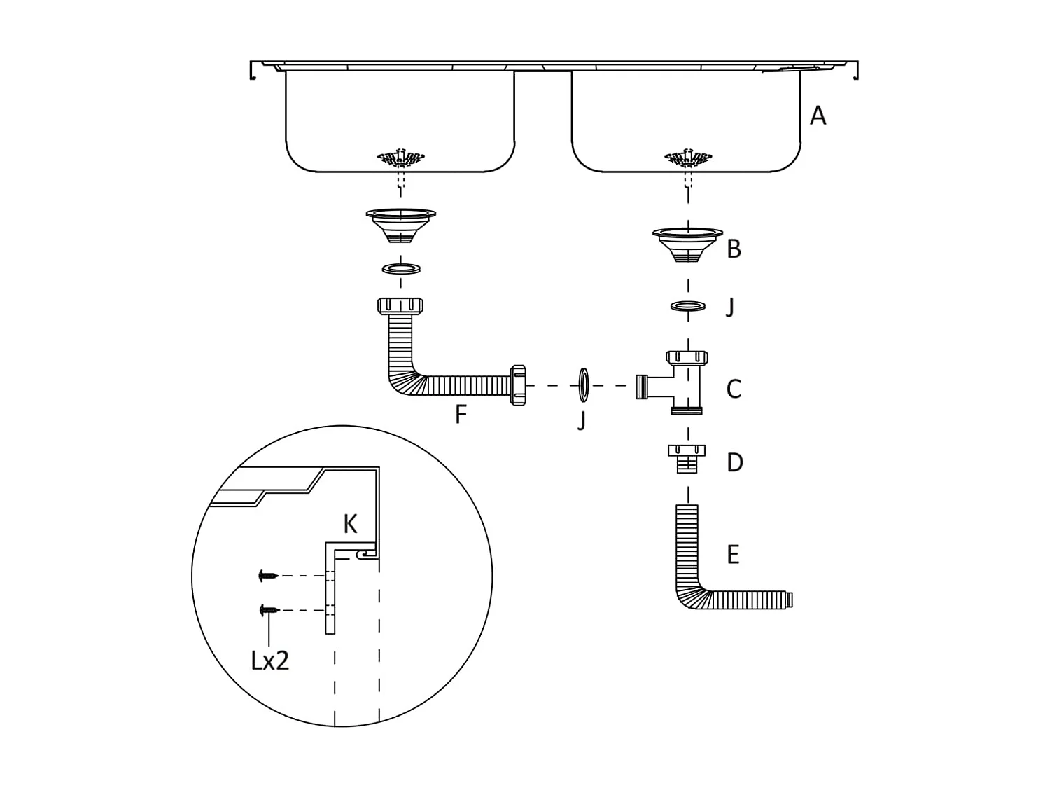 évier de cuisine à double lavabo argenté 800x600x155 mm inox