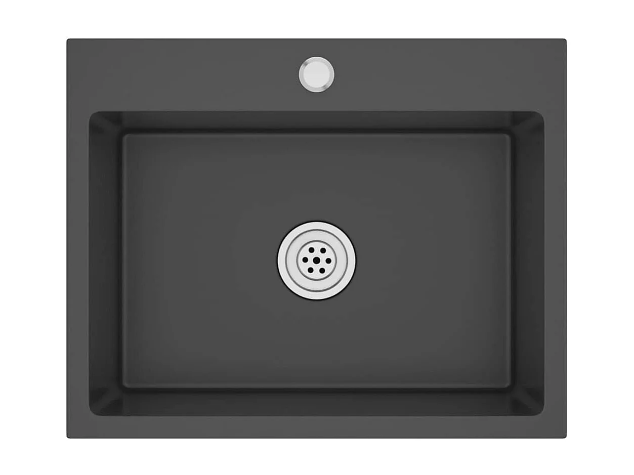 évier de cuisine fait main Noir Acier inoxydable