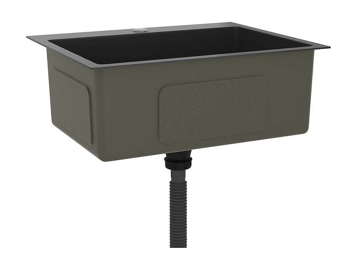 Pia de cozinha artesanal preta em aço inoxidável