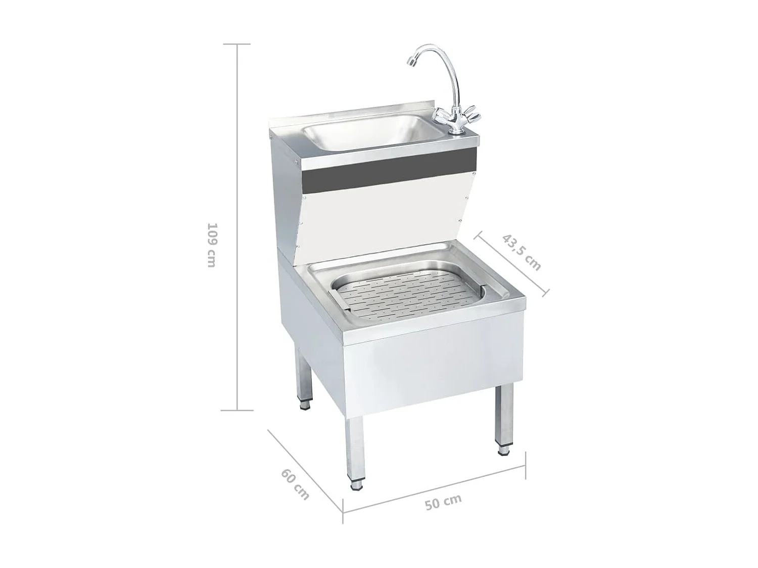 Lavandino lavamani commerciale con rubinetto in acciaio inox