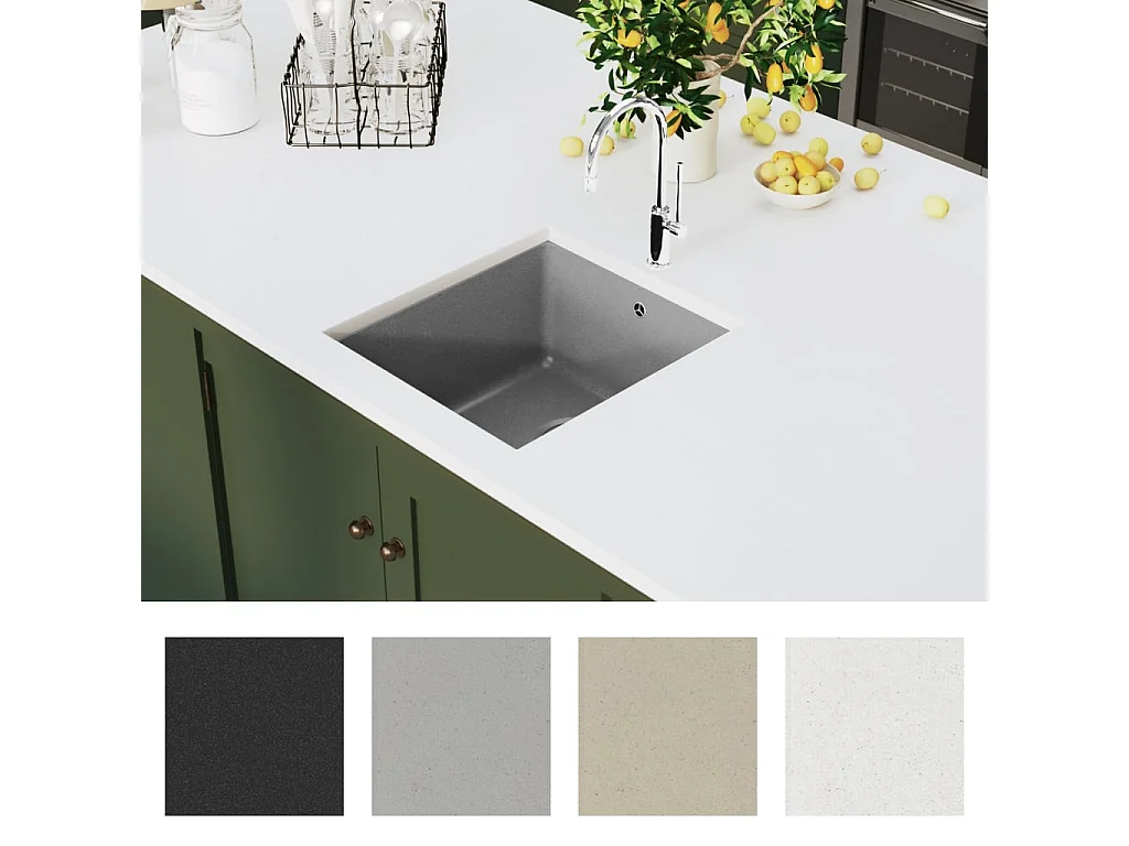 Granit-Küchenspüle, Einzelbecken, grau