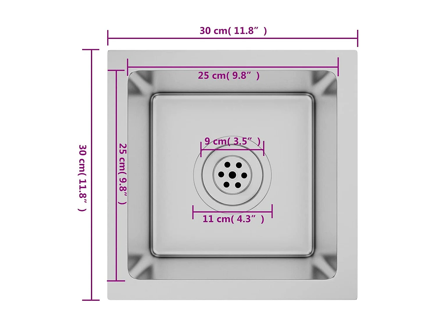 Lavello da cucina fatto a mano in acciaio inox